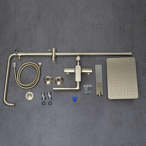 Душевая система Lemark Ursus LM7262BG с регулируемой высотой штанги, брашированное золото Душевая система Lemark Ursus LM7262BG с регулируемой высотой штанги, брашированное золото