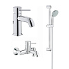 Картинка анонса товара «комплект смесителей grohe bauclassic с душевым гарнитуром, хром (124404)»