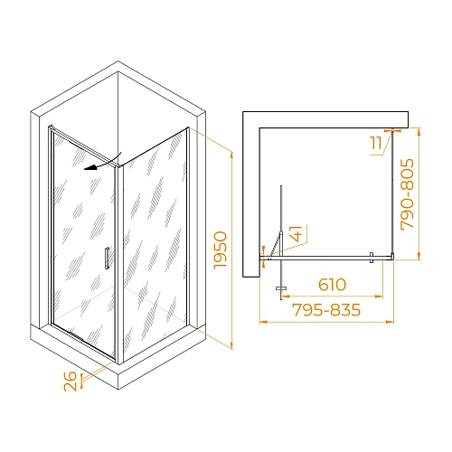 Душевой уголок RGW SV-135 800x800 мм 703213588-11 хром Easy Clean Душевой уголок RGW SV-135 800x800 мм 703213588-11 хром Easy Clean