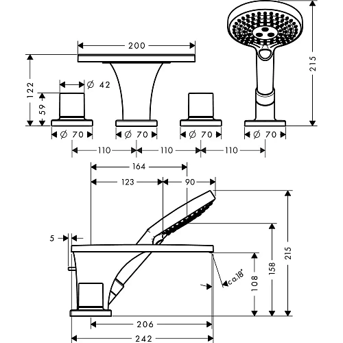 Смеситель на борт ванны Axor Massaud 18440000 Смеситель на борт ванны Axor Massaud 18440000
