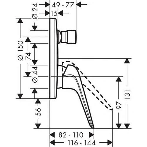 Смеситель для ванны Hansgrohe Novus 71045000 (внешняя часть) Смеситель для ванны Hansgrohe Novus 71045000 (внешняя часть)