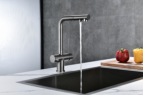 Смеситель для кухни Paulmark SERPENTINE вороненая сталь Se213222-GM Смеситель для кухни Paulmark SERPENTINE вороненая сталь Se213222-GM