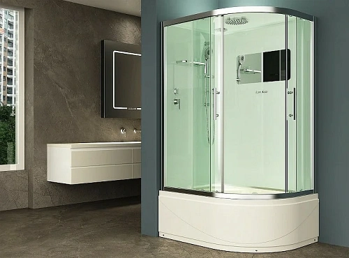 Душевая кабина Esbano ELEGANCIA (ESKB129CRBL) полукруглая с крышей и высоким поддоном EST-129CRB L120x90x210cм Душевая кабина Esbano ELEGANCIA (ESKB129CRBL) полукруглая с крышей и высоким поддоном EST-129CRB L120x90x210cм