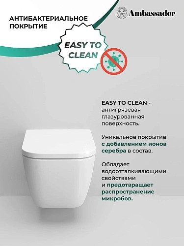 Унитаз подвесной Ambassador Forsa 243K19002RS (510x360x350) безободковый с сиденьем Унитаз подвесной Ambassador Forsa 243K19002RS (510x360x350) безободковый с сиденьем