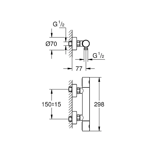 Смеситель для душа GROHE Grohtherm 800 Cosmopolitan, термостатический, хром (34765000) Смеситель для душа GROHE Grohtherm 800 Cosmopolitan, термостатический, хром (34765000)