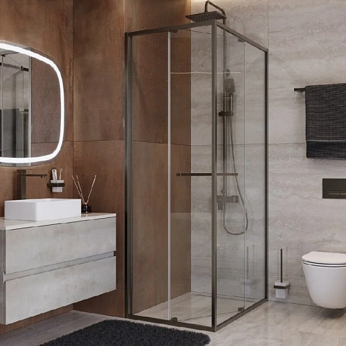 Душевой уголок CEZARES LUX-AH-FS-1-80/100-C-GM 80x100 см, профиль оружейная сталь, стекло прозрачное Душевой уголок CEZARES LUX-AH-FS-1-80/100-C-GM 80x100 см, профиль оружейная сталь, стекло прозрачное