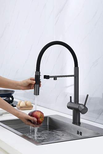 Смеситель для кухни Paulmark Gravity вороненая сталь Gr213888-GM Смеситель для кухни Paulmark Gravity вороненая сталь Gr213888-GM