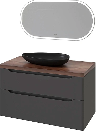 Комплект мебели STWORKI Берген 100 серая с темной столешницей, раковина Bocchi Etna Etna 1114-004-01 568139 Комплект мебели STWORKI Берген 100 серая с темной столешницей, раковина Bocchi Etna Etna 1114-004-01 568139