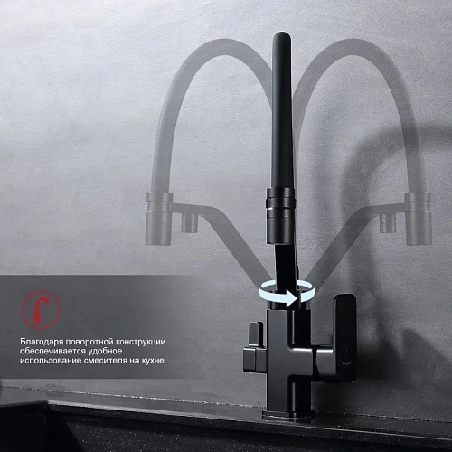 Смеситель для кухни Raglo R85.62.06 с гибким изливом с подключением к фильтру, черный Смеситель для кухни Raglo R85.62.06 с гибким изливом с подключением к фильтру, черный