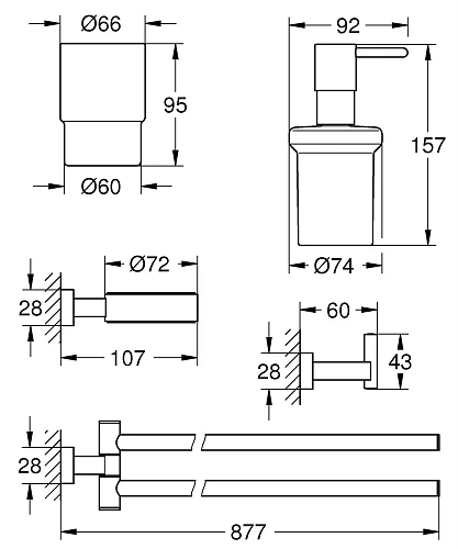 Комплект аксессуаров GROHE Essentials Cube 4 в 1, хром (40847001) Комплект аксессуаров GROHE Essentials Cube 4 в 1, хром (40847001)