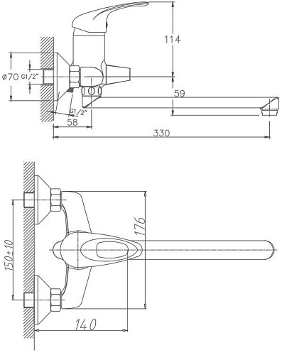 Смеситель для ванны Haiba HB2203, хром Смеситель для ванны Haiba HB2203, хром