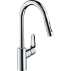 Картинка анонса товара «смеситель для кухни hansgrohe focus с выдвижным душем, хром 31815000»