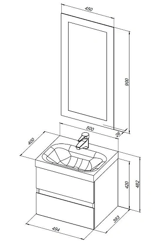 Комплект мебели Aquanet Беркли 50 белый глянец (2 ящика) 00306356 Комплект мебели Aquanet Беркли 50 белый глянец (2 ящика) 00306356