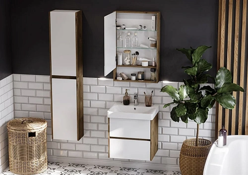 Зеркальный шкаф Aquaton Сканди 55 белый, дуб рустикальный 1A252102SDZ90 Зеркальный шкаф Aquaton Сканди 55 белый, дуб рустикальный 1A252102SDZ90