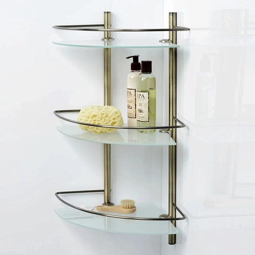 Полка WasserKRAFT K-3533 стеклянная тройная светлая бронза Полка WasserKRAFT K-3533 стеклянная тройная светлая бронза