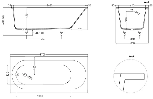 Ванна из искусственного камня Salini ORNELLA 170х80 102314M S-Sense Ванна из искусственного камня Salini ORNELLA 170х80 102314M S-Sense