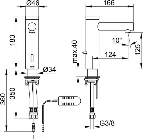 Смеситель для раковины Keuco IXMO 59512371100 электронный Смеситель для раковины Keuco IXMO 59512371100 электронный