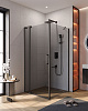 Картинка анонса товара «душевой уголок cezares slider-ah-1-100-90/100-grigio-nero 90-100x100см стекло тонированное (графит), профиль черный»