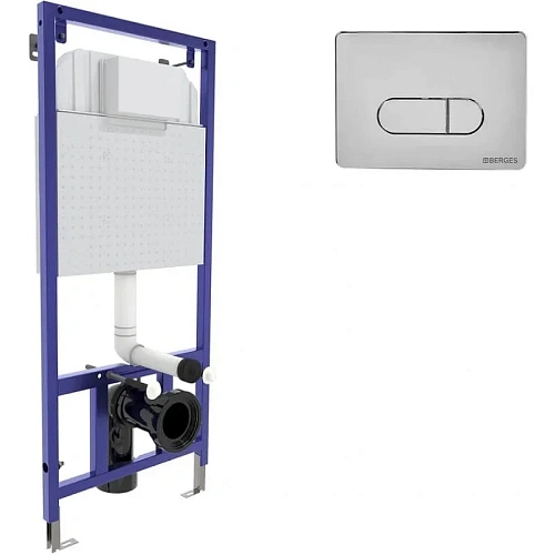 Инсталляция для унитаза BERGES NOVUM с кнопкой смыва, D3, хром глянец 040233 Инсталляция для унитаза BERGES NOVUM с кнопкой смыва, D3, хром глянец 040233