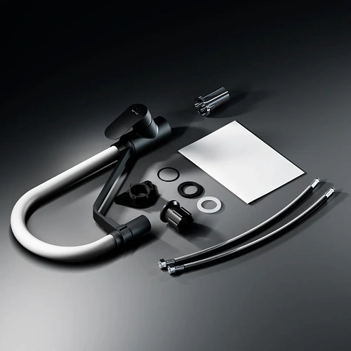 Смеситель для кухни AM.PM Like F8007825 с каналом для питьевой воды и гибким изливом, черный/серый Смеситель для кухни AM.PM Like F8007825 с каналом для питьевой воды и гибким изливом, черный/серый