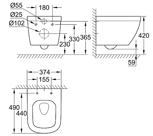 Унитаз подвесной GROHE Euro Ceramic гигиеническим покрытием, альпин-белый (3920600H) Унитаз подвесной GROHE Euro Ceramic гигиеническим покрытием, альпин-белый (3920600H)