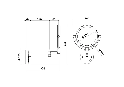 Зеркало косметическое Aquatek AQ4915CR хром Зеркало косметическое Aquatek AQ4915CR хром