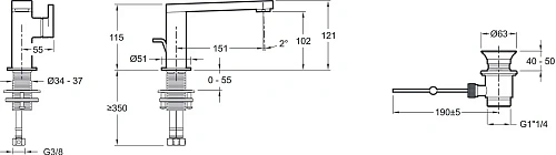 Смеситель для раковины Jacob Delafon Composed E73167-CP с донным клапаном Смеситель для раковины Jacob Delafon Composed E73167-CP с донным клапаном