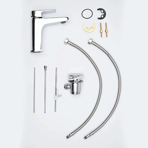 Смеситель для раковины AQUAme Prato AQM P6121 AQUAme с донным клапаном, хром AQMP6121 Смеситель для раковины AQUAme Prato AQM P6121 AQUAme с донным клапаном, хром AQMP6121