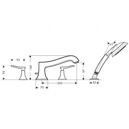 Смеситель на борт ванны hansgrohe Metris classic 31314000 Смеситель на борт ванны hansgrohe Metris classic 31314000
