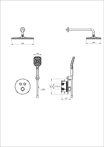 Душевая система Wonzon & Woghand с термостатом, встраиваемая, хром (WW-D2017-A-CR) Душевая система Wonzon & Woghand с термостатом, встраиваемая, хром (WW-D2017-A-CR)