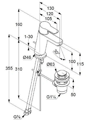 Смеситель для раковины Kludi Pure&Easy 371900565 Смеситель для раковины Kludi Pure&Easy 371900565