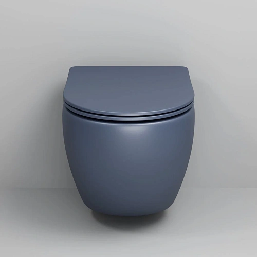 Унитаз подвесной GROSSMAN GR-4455BLMS Color 485x360x375 синий матовый безободковый с тонкой крышкой Унитаз подвесной GROSSMAN GR-4455BLMS Color 485x360x375 синий матовый безободковый с тонкой крышкой