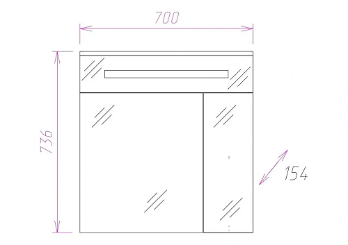 Зеркальный шкаф Onika СИГМА 70.01 207016 Зеркальный шкаф Onika СИГМА 70.01 207016