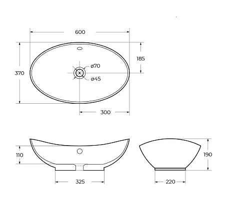 Раковина BelBagno BB1087 600x370 белый Раковина BelBagno BB1087 600x370 белый