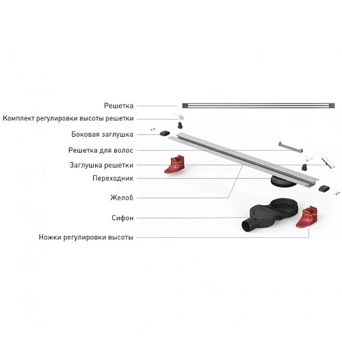 Душевой лоток BERGES SUPER Slim 800 нержавеющая сталь, решетка матовый черный, S-сифон D50/110 верти 095054 Душевой лоток BERGES SUPER Slim 800 нержавеющая сталь, решетка матовый черный, S-сифон D50/110 верти 095054