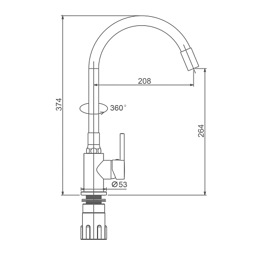 Смеситель для кухни Splenka S201.4406.06 с гибким изливом, черный Смеситель для кухни Splenka S201.4406.06 с гибким изливом, черный