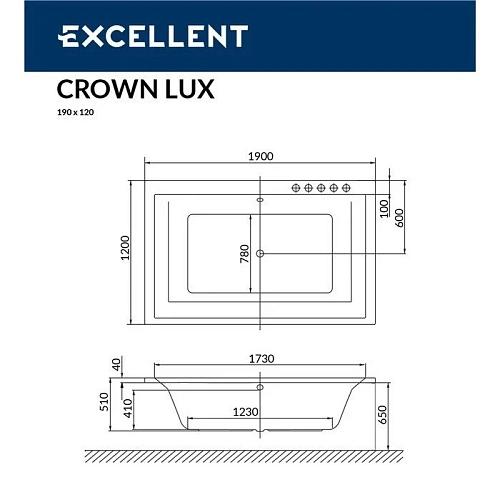 Акриловая ванна EXCELLENT Crown Lux 190x120 WAEX.CRO19WH Акриловая ванна EXCELLENT Crown Lux 190x120 WAEX.CRO19WH
