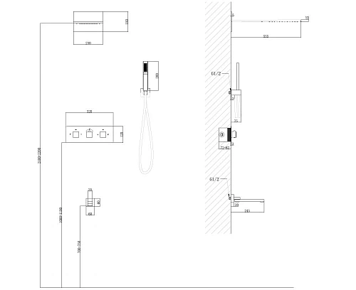 Душевая система ABBER Daheim AF8253G скрытого монтажа с изливом, термостат, золото матовое Душевая система ABBER Daheim AF8253G скрытого монтажа с изливом, термостат, золото матовое