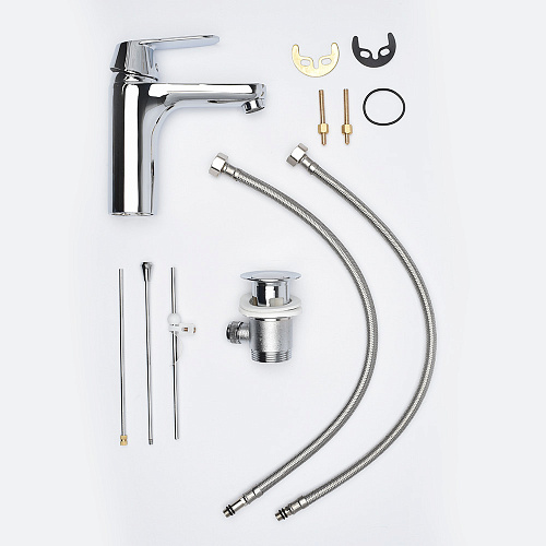 Смеситель для раковины AQUAme Prato AQM P6131 AQUAme с донным клапаном, хром AQMP6131 Смеситель для раковины AQUAme Prato AQM P6131 AQUAme с донным клапаном, хром AQMP6131