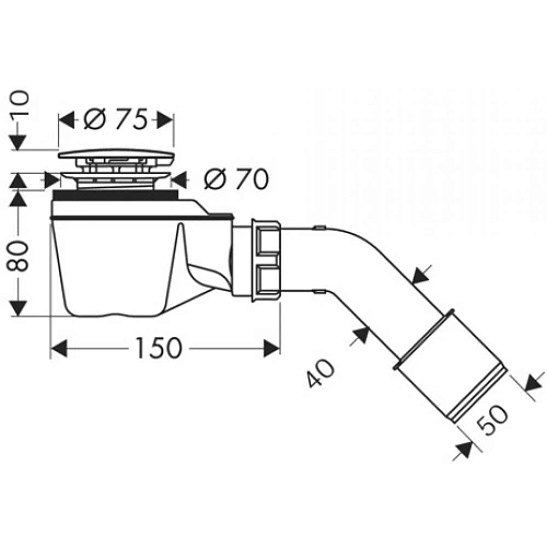 Сифон для поддона Hansgrohe 52 60060000, хром Сифон для поддона Hansgrohe 52 60060000, хром