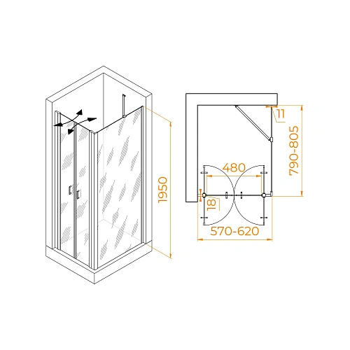 Душевой уголок RGW PA-144 (PA-104+Z-050-2+O-204) 600x800 мм 060814468-11 хром Easy Clean Душевой уголок RGW PA-144 (PA-104+Z-050-2+O-204) 600x800 мм 060814468-11 хром Easy Clean