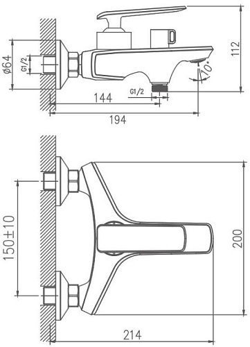 Смеситель для ванны Haiba HB60548-8, белый Смеситель для ванны Haiba HB60548-8, белый