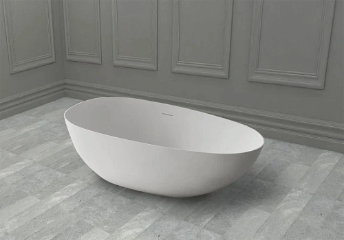 Ванна отдельностоящая ABBER AS9611-1.6 160x75 универсальная, белая матовая, искусственный камень Ванна отдельностоящая ABBER AS9611-1.6 160x75 универсальная, белая матовая, искусственный камень