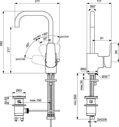 Смеситель для раковины Ideal Standard CERAPLAN III B0706AA Смеситель для раковины Ideal Standard CERAPLAN III B0706AA