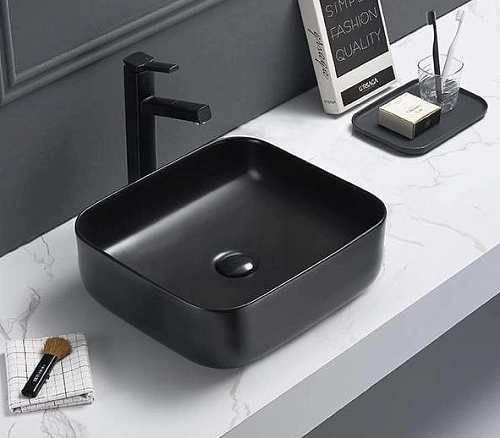 Раковина CeramaLux 2106MB накладная, черный матовый Раковина CeramaLux 2106MB накладная, черный матовый