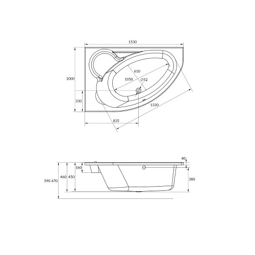 Акриловая ванна Cersanit KALIOPE (WA-KALIOPE*153-P) 153x100 правая 63442 Акриловая ванна Cersanit KALIOPE (WA-KALIOPE*153-P) 153x100 правая 63442