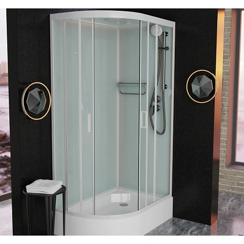 Душевая кабина Frank F412/1R правосторонняя White белый профиль 120x80 129009 Душевая кабина Frank F412/1R правосторонняя White белый профиль 120x80 129009