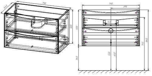 Тумба под раковину Vincea Mia 800 подвесная, 2 выкатных ящик soft close, V.Oak VMC-2MA800VO Тумба под раковину Vincea Mia 800 подвесная, 2 выкатных ящик soft close, V.Oak VMC-2MA800VO