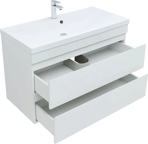 Тумба под раковину Aquanet Нота New 100 белый глянец 00335420 подвесная Тумба под раковину Aquanet Нота New 100 белый глянец 00335420 подвесная