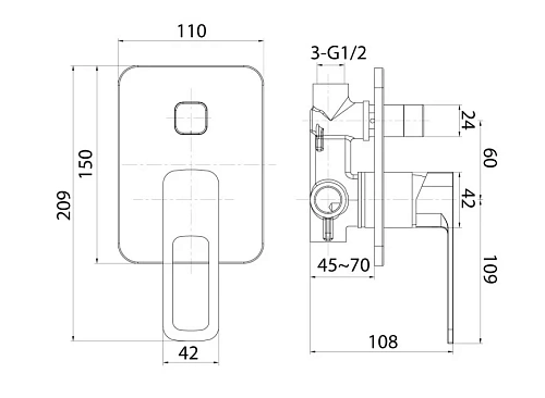 Смеситель для душа IDDIS Slide (SLISB00i67) встраиваемый Смеситель для душа IDDIS Slide (SLISB00i67) встраиваемый